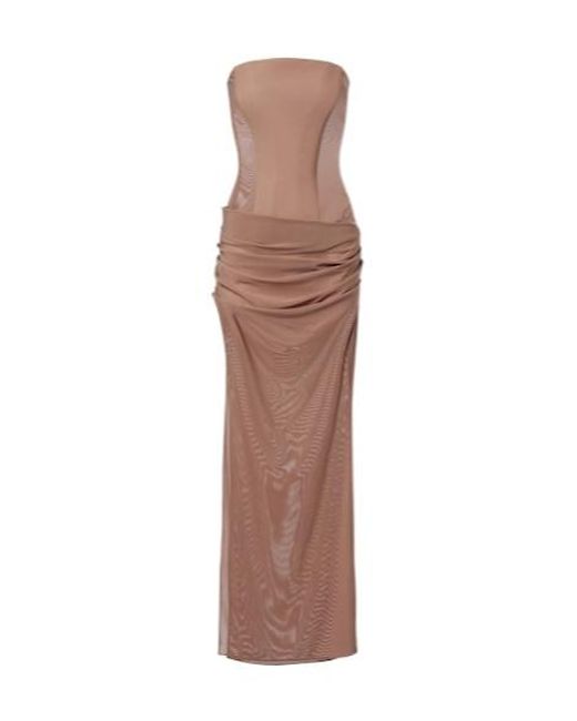 Alex Perry Brown Semi-Sheer Strapless Gown