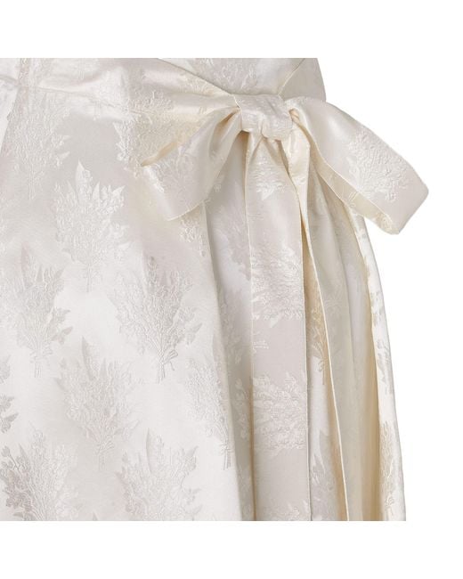 Fendi White Floral Jacquard Tied-Waist Midi Skirt