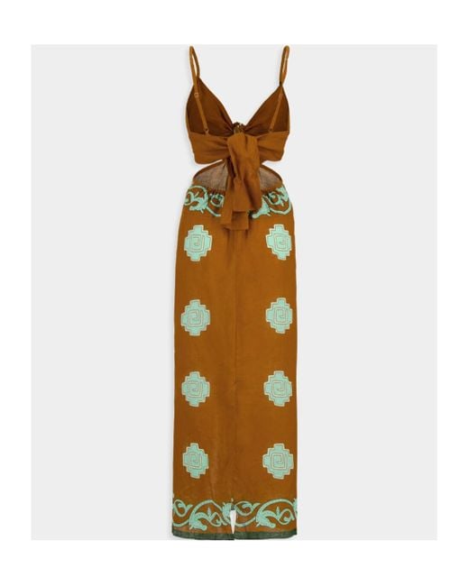 Johanna Ortiz Metallic V-Neck Dress