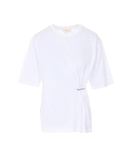 Twinset White Logo Plaque Crewneck T-Shirt