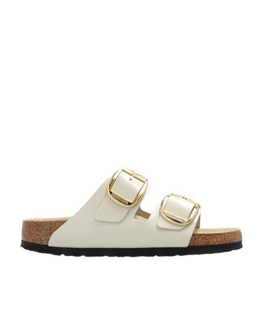 Birkenstock White Arizona Buckled Slip-On Sandals