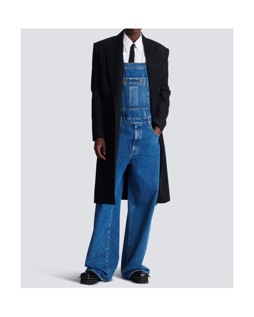 Balmain Blue Dark Denim Dungarees for men