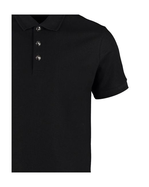 Burberry Black Embossed Buttons Polo Shirt for men
