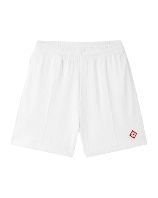 Casablanca White Striped Velvet Shorts for men
