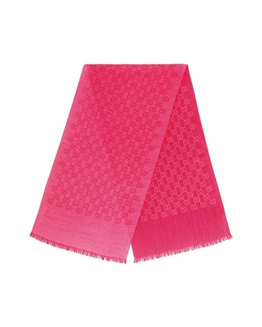 Gucci Pink Logo Wool Scarf for men