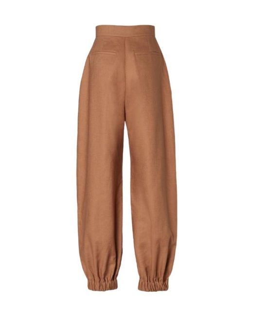 Fendi Brown Balloon-Waist Elasticated Cuffs Pants