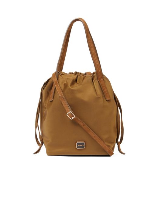 Khaite Brown Rory Medium Leather-Trimmed Bucket Bag