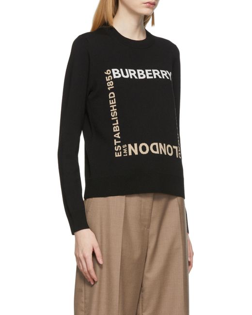 Burberry Black Intarsia-Knit Logo Square Jumper