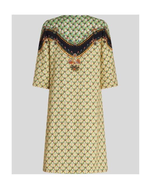 Etro Green Floral Print Tunic Dress