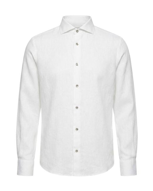 Peserico White Long-Sleeved Button-Up Shirt for men