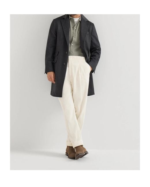 Brunello Cucinelli Black Single Breasted Long Sleeved Coat for men