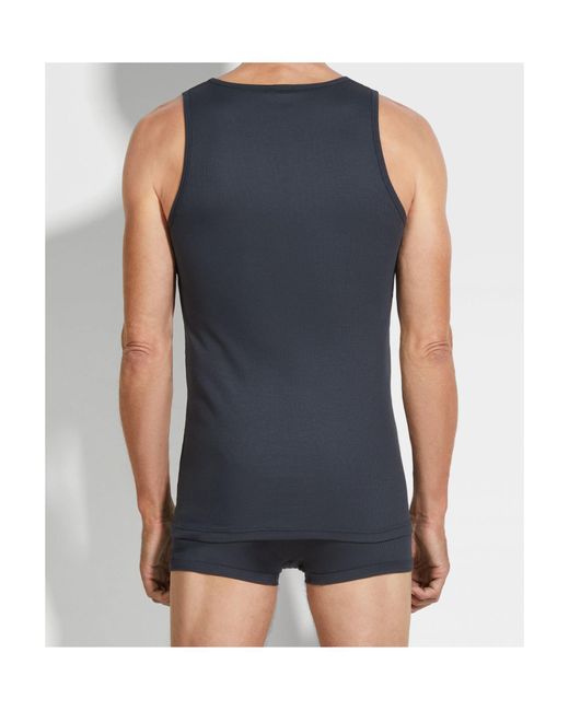 Zegna Blue Cotton Blend Tank Top for men
