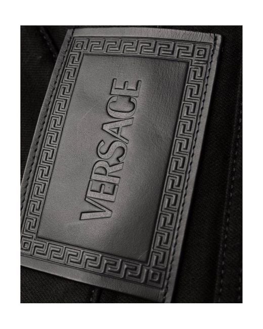 Versace Black Logo Patch Slim-Fit Jeans for men