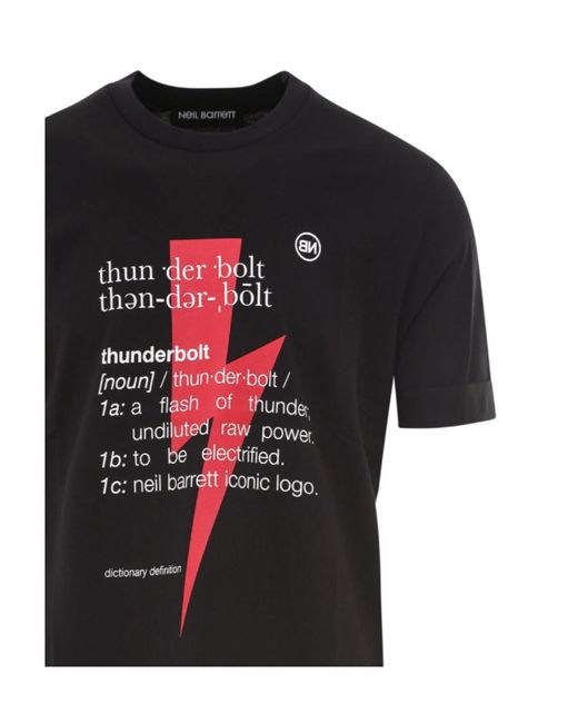 Neil Barrett Black Round Collar Logo T-Shirt for men