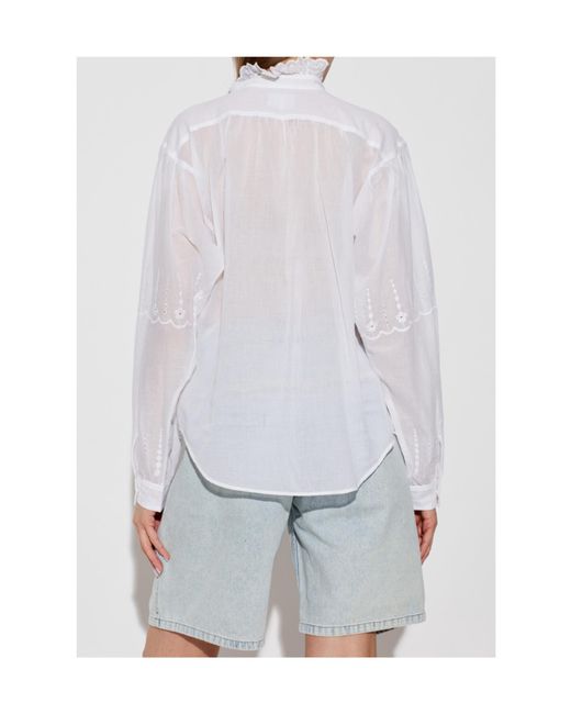 Isabel Marant White Isabel Marant Étoile Leota Ruffled Pintuck Top