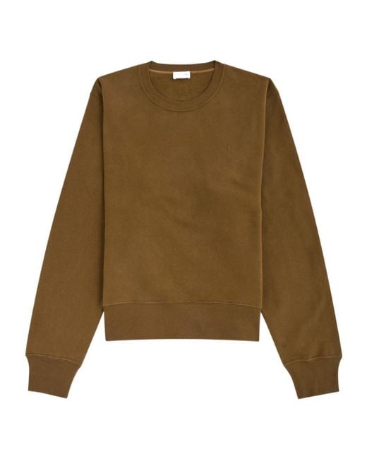 Saint Laurent Green Logo-Embroidered Cotton Sweatshirt for men