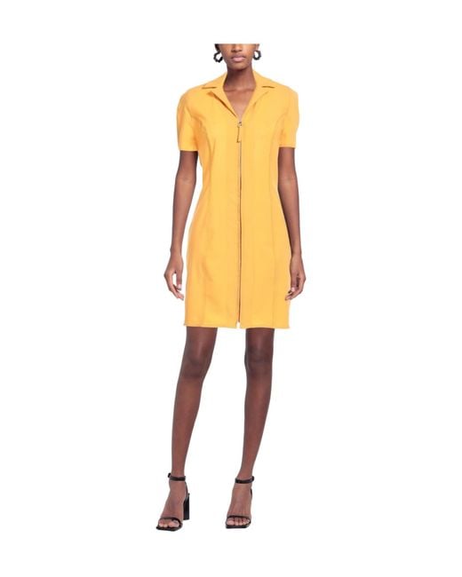Jacquemus Yellow Solid-Color Wool Short-Sleeve Dress