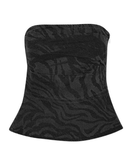 ROTATE BIRGER CHRISTENSEN Black Zebra Denim Top