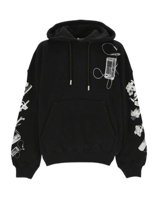 Off-White c/o Virgil Abloh Black Logo Printed Drawstring Hoodie for men