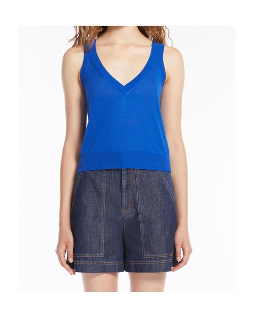 Weekend by Maxmara Blue Long-Sleeved Cardigan And Vest Combination Two-Piece Set