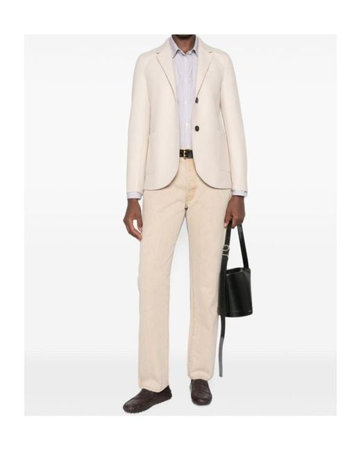 Harris Wharf London Natural Notched-Lapels Single-Breasted Blazer