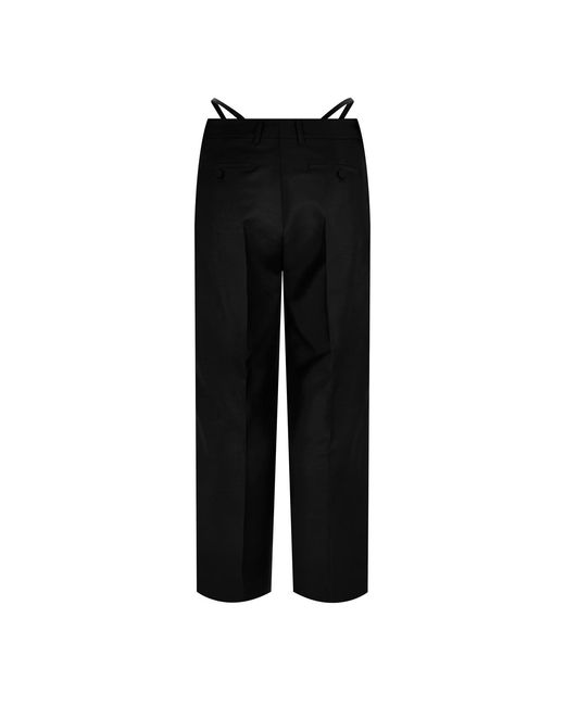Gucci Black Plain Mohair Cutout Tailored Trousers