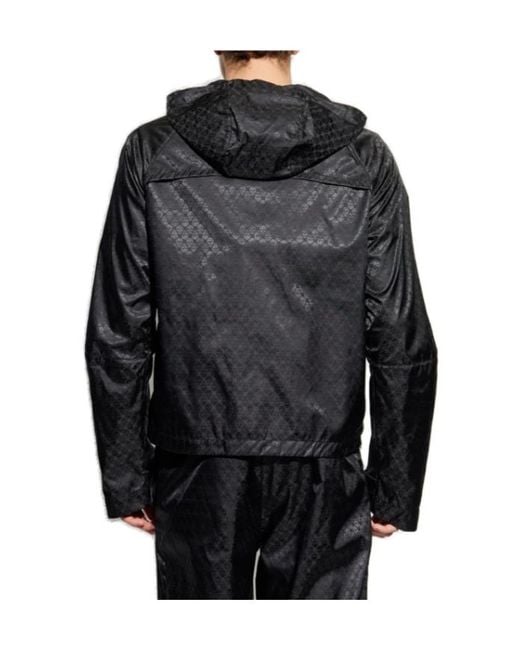 McQueen Black Allover Skull Jacquard Hooded Jacket for men