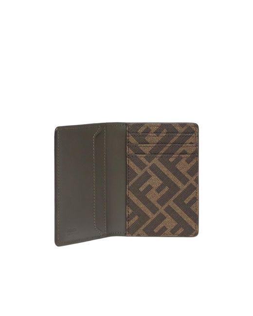 Fendi Gray Ff Squared Card Holder for men