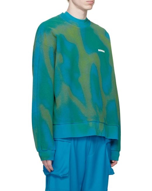 Bonsai Green Tie-Dye-Effect Sweatshirt for men