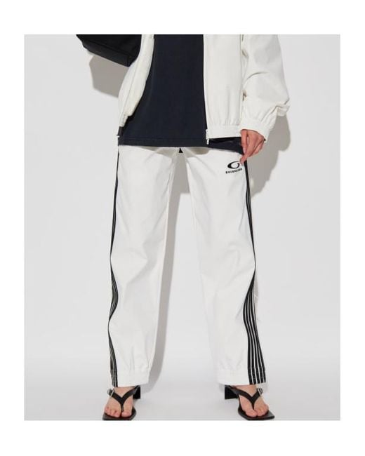 Balenciaga Loop Sports Logo Embroidered Track Pants in White | Lyst