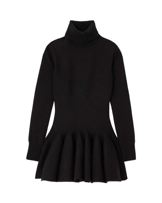 Valentino Black Pleated High-Neck Mini Dress