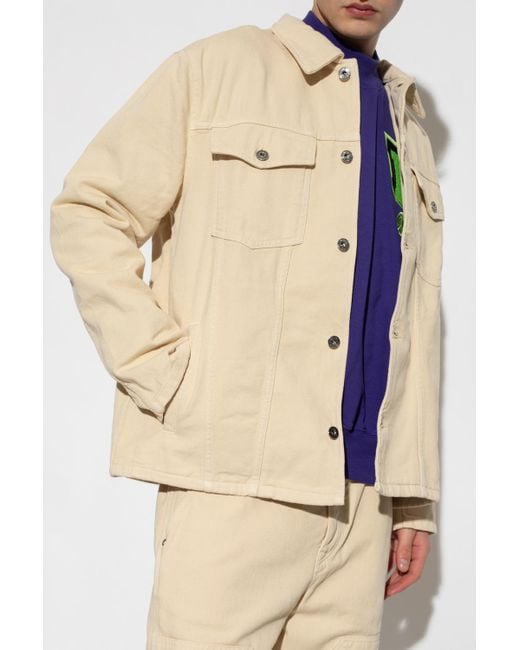 Off-White c/o Virgil Abloh Natural Motif-Embroidered Buttoned Denim Jacket for men