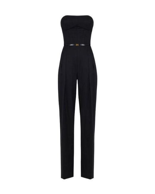 Elisabetta Franchi Black Bandeau Belted Jumpsuit