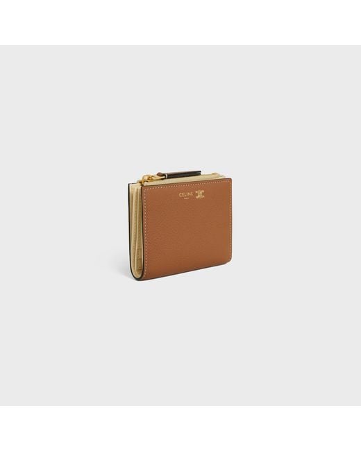 Céline Brown Compact Wallet Triomphe Stamp