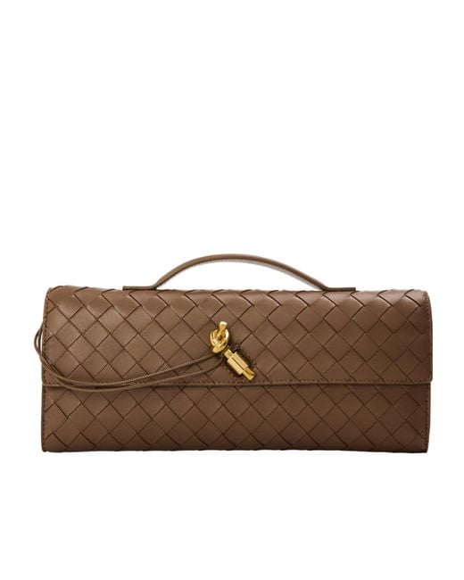 Bottega Veneta Brown Woven Sheepskin Clutch