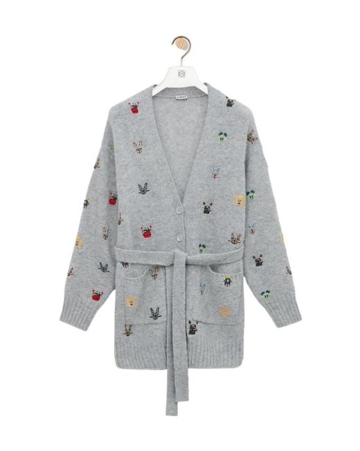 Loewe Gray Belted Cardigan