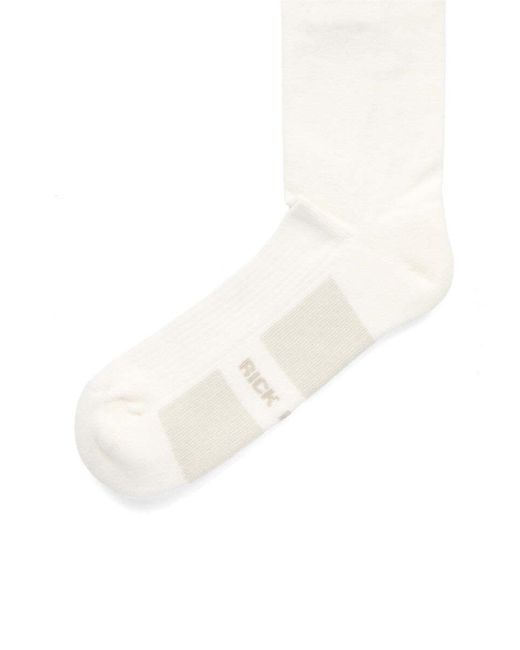 Rick Owens White Glitter Ribbed Socks for men