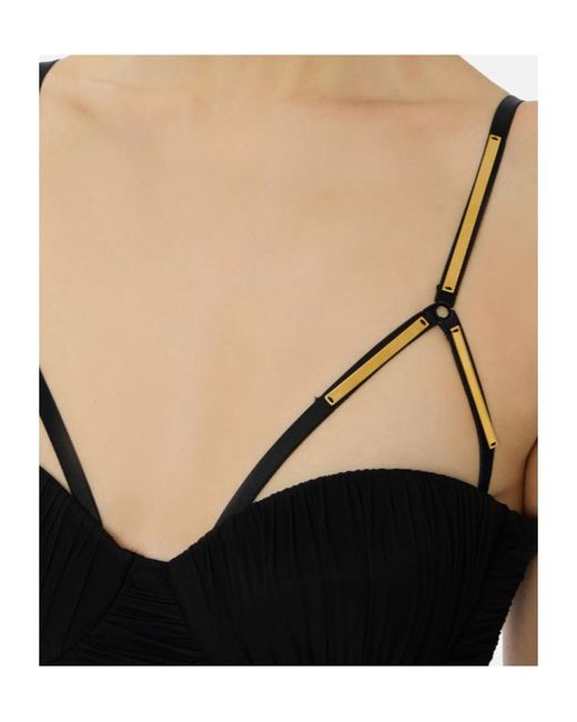 Elisabetta Franchi Black Embellished-Strap Bodysuit
