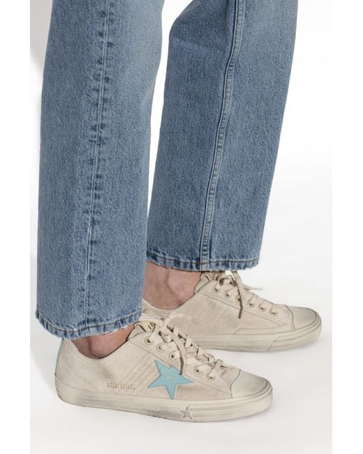 Golden Goose Deluxe Brand Natural V Star 2 Distressed Low-Top Sneakers