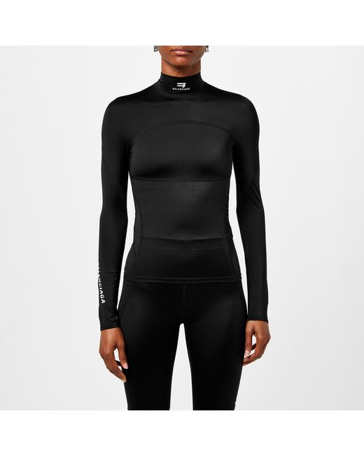Balenciaga Black Slim Fit High Neck Long Sleeve T-Shirt