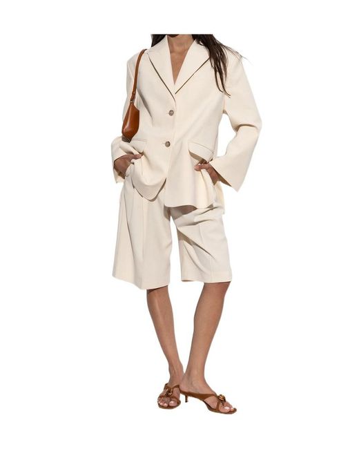 By Malene Birger Natural Single-Breasted Suit Jacket