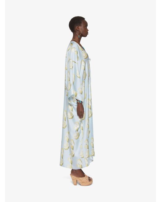 Givenchy Blue Lemon-Print V-Neck Dress