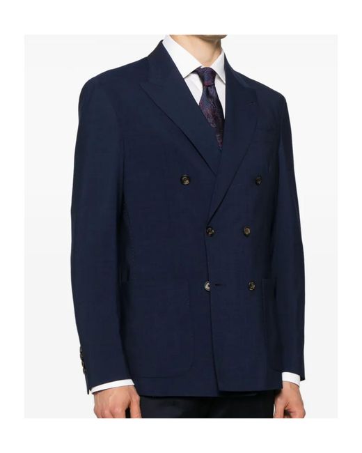 Eleventy Blue Double-Breasted Jacket for men