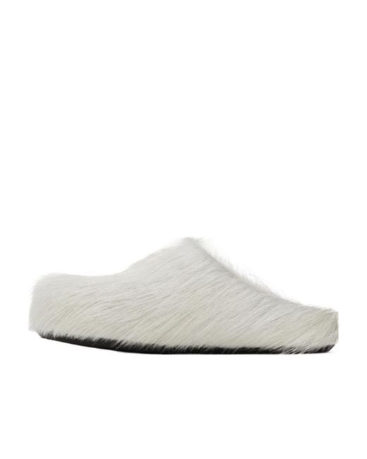 Marni White Fussbett Round Toe Slip-On Mules