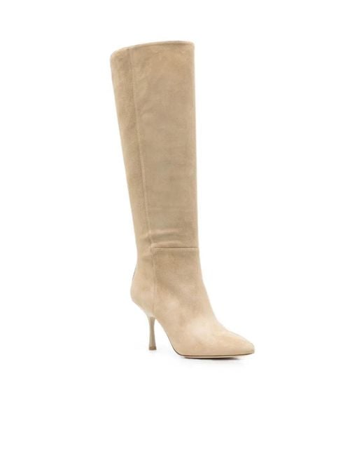 Stuart Weitzman Natural Suede Pointed-Toe Boots