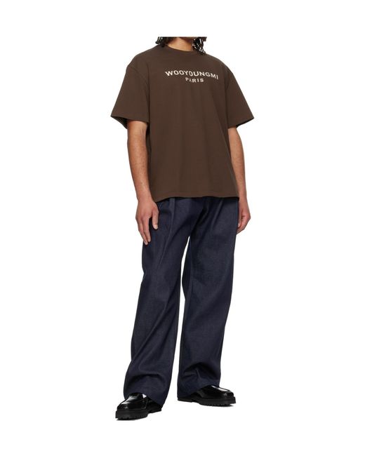 Wooyoungmi Brown Logo Print T-Shirt for men