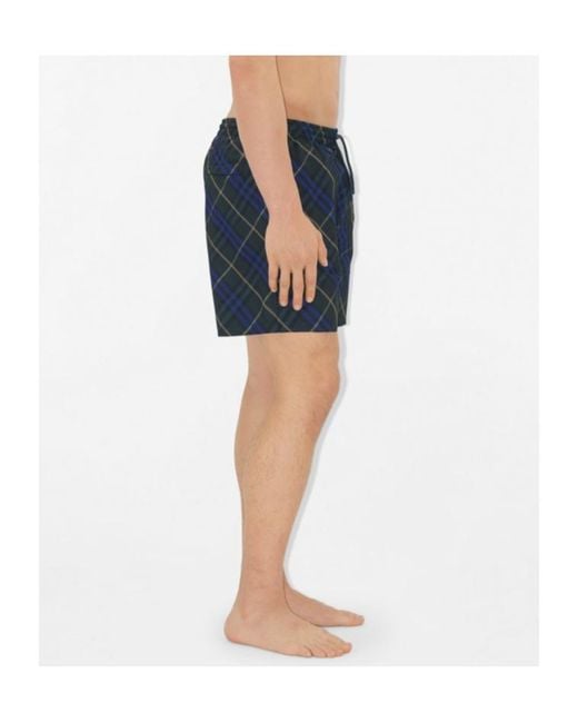 Burberry Blue Check Swim Shorts for men