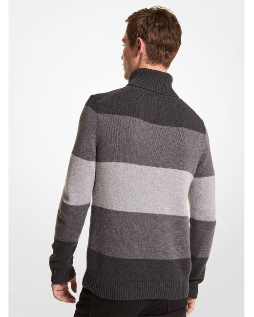 Michael Kors Gray Turtleneck Striped Sweater for men
