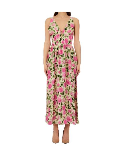 Liu Jo Red Floral Beaded Long Dress