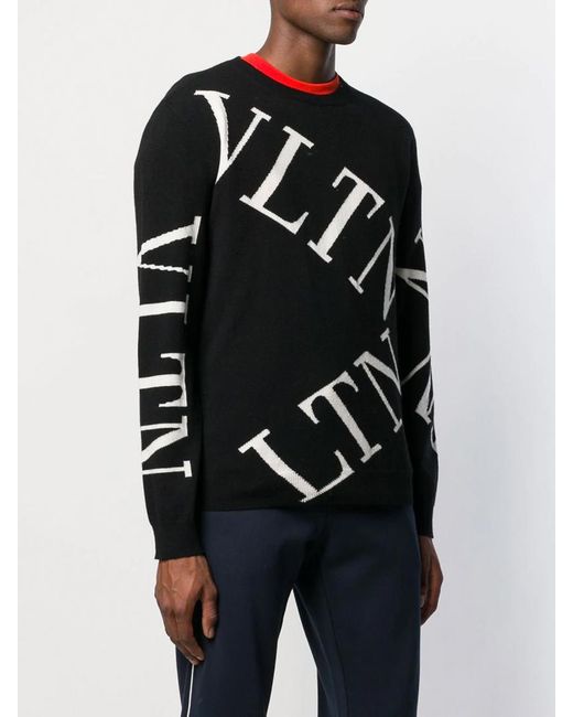 Valentino Black Logo Printed Sweater for men